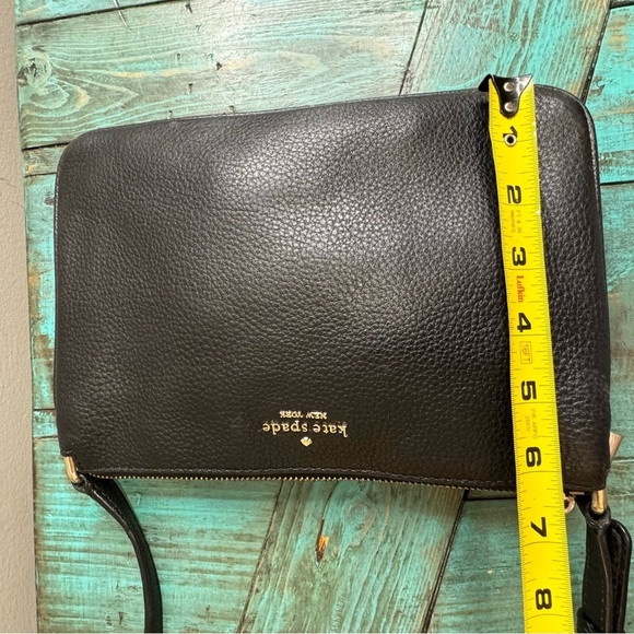 Kate Spade Triple Gusset Crossbody Handbag Black Pebble Leather $279 - Picture 7 of 13